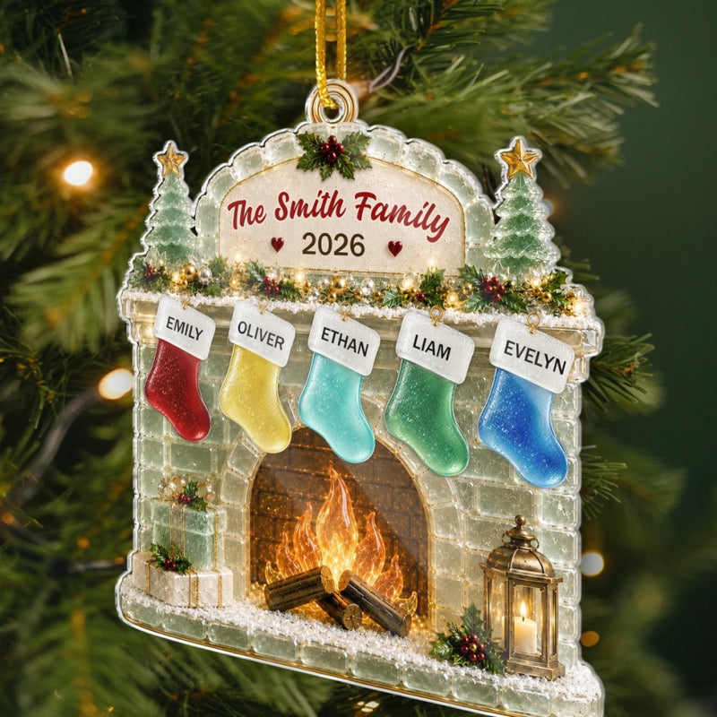 Custom Sea Glass Acrylic Ornament - Personalized Christmas Birthday Gifts For Mom, Dad, Brother, Sister - Walking In Christmas Spirit