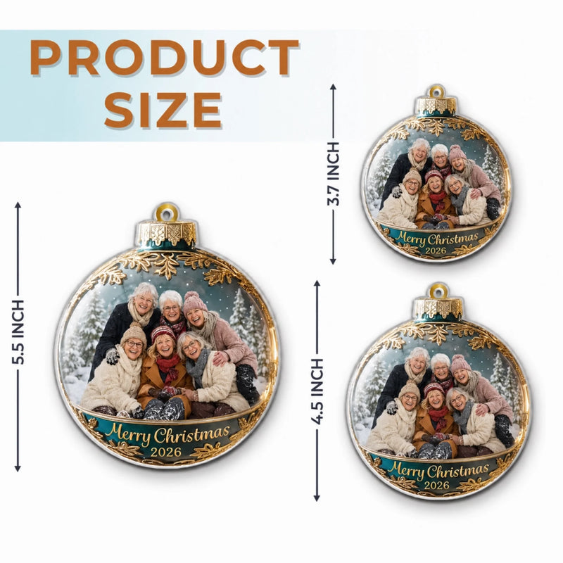 Custom Photo Acrylic Ornament - Personalized Christmas Birthday Gifts For Women, Besties, Sisters, BFF - Good Vibes Hang Here