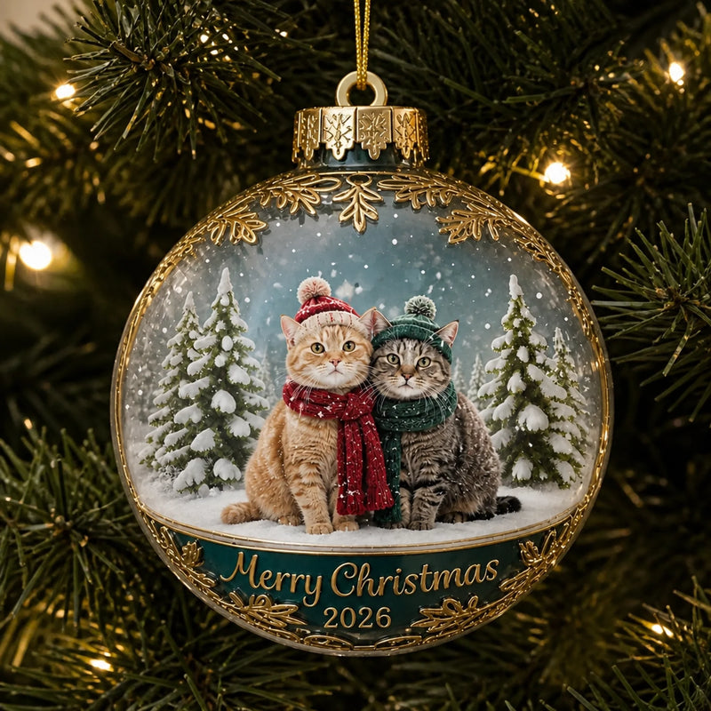 Custom Photo Acrylic Ornament - Personalized Christmas Birthday Gifts For Dog Cat Lovers, Dog Dad And Mom, Cat Owners - Happiness Found Right Here