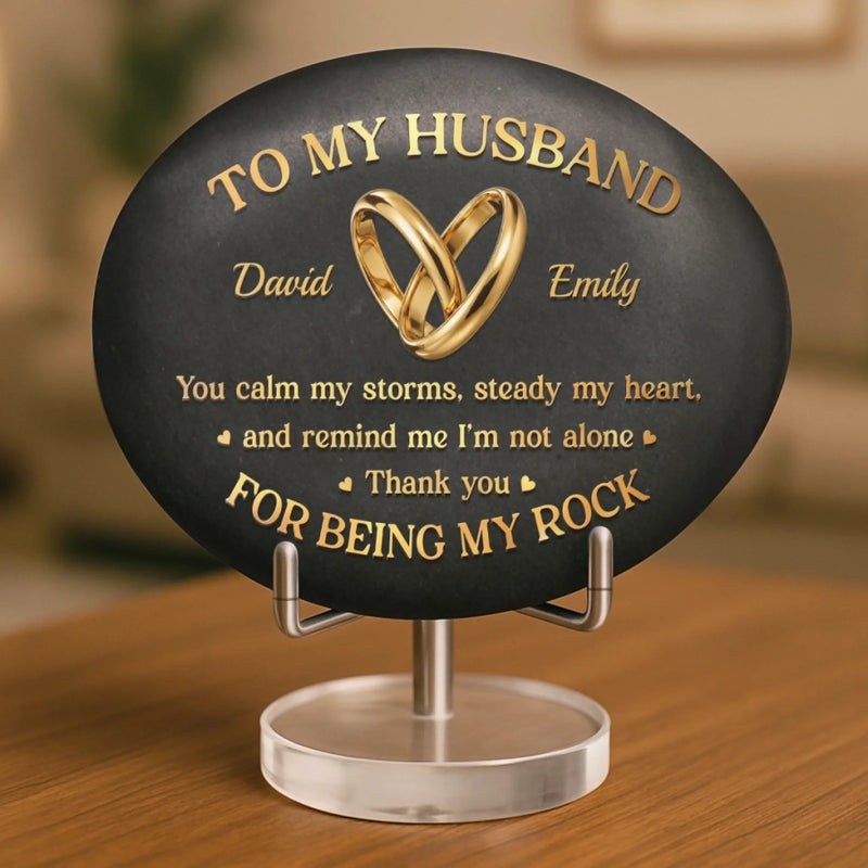 Custom Printed Rock - Personalized Anniversary Wedding Gifts For Husband And Wife, Him And Her - Forever Grounded In Love
