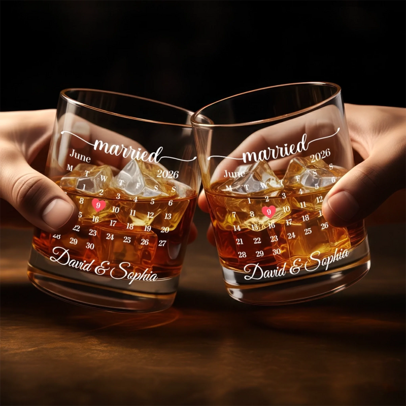 Custom Whiskey Glass - Personalized Anniversary Wedding Gifts For Husband And Wife, Him And Her - Cheers To Forever Love