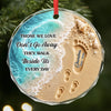 Custom Circle Glass Ornament - Personalized Christmas Memorial Sympathy Gifts For Loss Of Mom, Dad - Love Leaves Footprints On Our Hearts