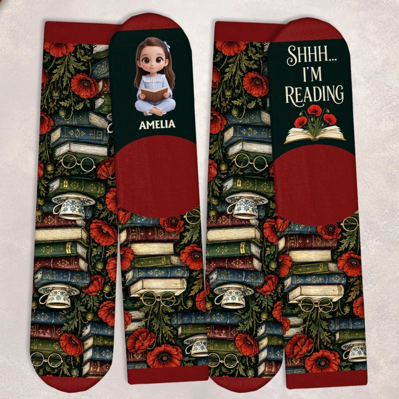 Custom Crew Socks - Personalized Bookish Gifts For Book Lovers, Bookworms, Readers - One More Chapter Is Never Just One
