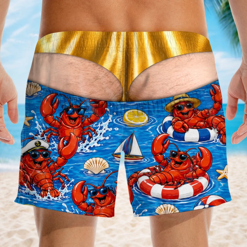 Custom Funny Patriotic Men Swim Trunks - Personalized Summer Vacation And Travel Gifts For Husband, Son, Grandson, Brother, Grandpa, Dad, Yourself - Tropical Mode Is Fully On