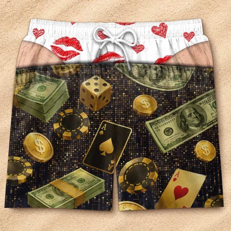 Custom Funny Patriotic Men Swim Trunks - Personalized Summer Vacation And Travel Gifts For Husband, Son, Grandson, Brother, Grandpa, Dad, Yourself - Check Out The Golden View