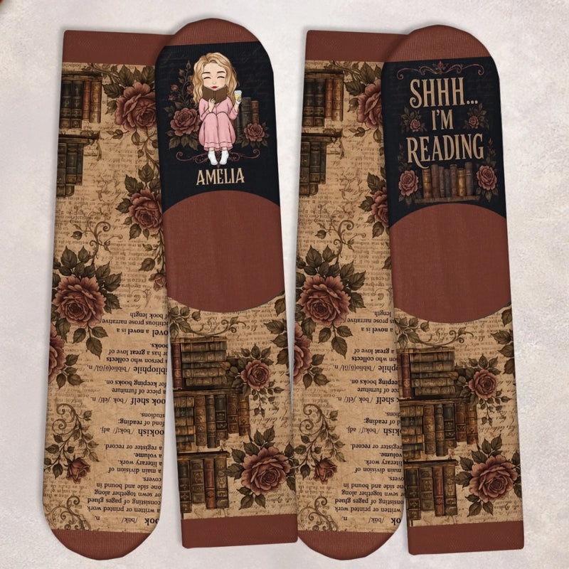Custom Crew Socks - Personalized Bookish Gifts For Book Lovers, Bookworms, Readers - Lost In My Favorite Novel Today