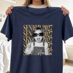Custom Photo Comfort T-Shirt - Personalized Graduation Gifts For Daughter, Granddaughter - Caps Off To Success