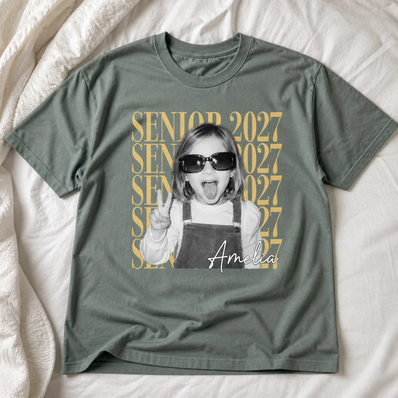 Custom Photo Comfort T-Shirt - Personalized Graduation Gifts For Daughter, Granddaughter - Caps Off To Success