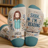 Custom Shh I'm Reading Crew Socks - Personalized Bookish Gifts For Book Lovers, Bookworms, Readers - Turn The Page In Total Peace