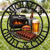 Custom BBQ Shaped Metal Sign - Personalized Grilling Gifts For BBQ Lovers, Husband, Son, Grandson, Brother, Grandpa, Dad, Yourself - Hot Smoke And Ice Cold Drinks