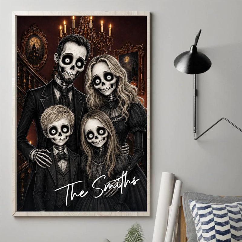 Custom Photo Skeleton Portrait Vertical Poster - Personalized Halloween Decor Birthday Gifts For Mom, Dad, Brother, Sister - We Put The Boo In Family