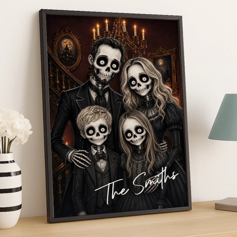 Custom Photo Skeleton Portrait Vertical Poster - Personalized Halloween Decor Birthday Gifts For Mom, Dad, Brother, Sister - We Put The Boo In Family