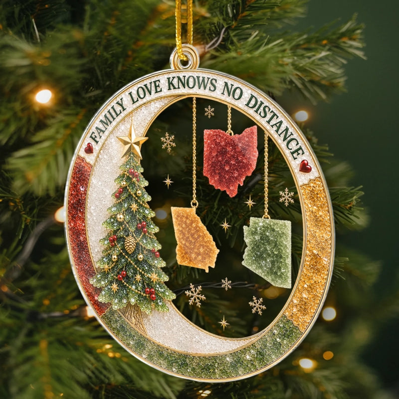 Custom Long Distance Acrylic Ornament - Personalized Christmas Birthday Gifts For Mom, Dad, Brother, Sister - Connected By Love Every Day