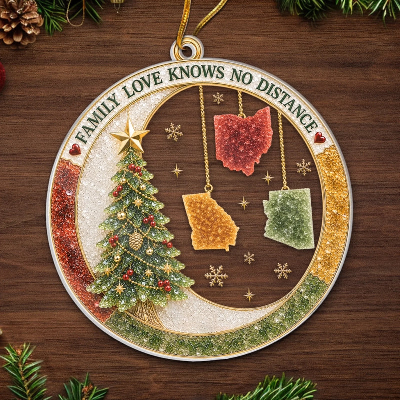 Custom Long Distance Acrylic Ornament - Personalized Christmas Birthday Gifts For Mom, Dad, Brother, Sister - Connected By Love Every Day
