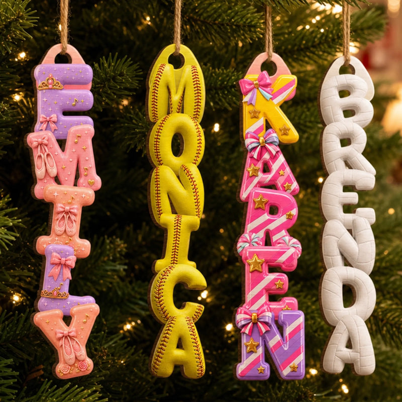 Custom Letter Wooden Ornament - Personalized Christmas Birthday Gifts For Mom, Dad, Brother, Sister, Kids, Sports Fans, Sports Lovers - Cute Dreams Filled With Joy