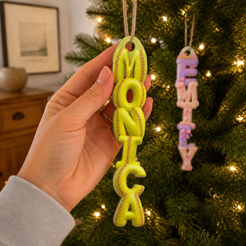 Custom Letter Wooden Ornament - Personalized Christmas Birthday Gifts For Mom, Dad, Brother, Sister, Kids, Sports Fans, Sports Lovers - Cute Dreams Filled With Joy