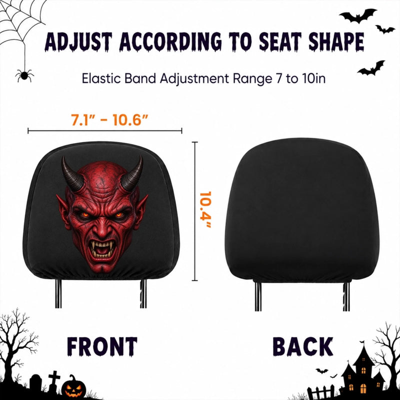 Custom Photo Car Headrest Covers - Personalized Halloween Decor Birthday Gifts For Mom, Dad, Brother, Sister - Haunted Rides All Night