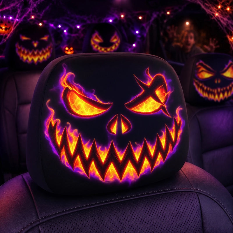 Custom Car Headrest Covers - Personalized Halloween Decor Birthday Gifts For Mom, Dad, Brother, Sister - Creep It Real, Drive