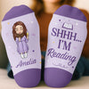 Custom Shh I'm Reading Crew Socks - Personalized Bookish Gifts For Book Lovers, Bookworms, Readers - Quiet Time For Myself Today