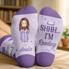 Custom Shh I'm Reading Crew Socks - Personalized Bookish Gifts For Book Lovers, Bookworms, Readers - Quiet Time For Myself Today