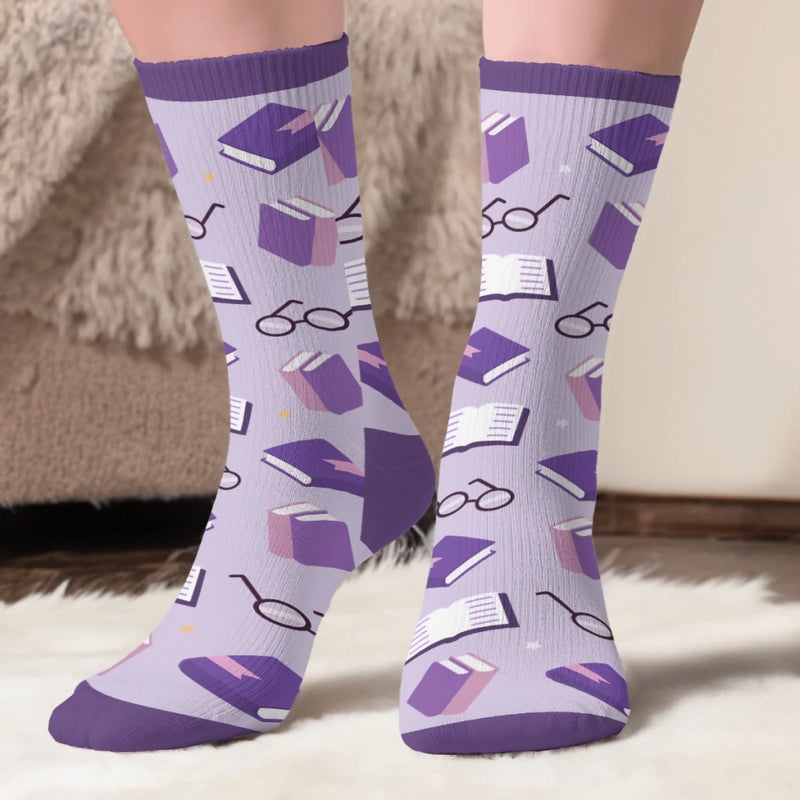 Custom Shh I'm Reading Crew Socks - Personalized Bookish Gifts For Book Lovers, Bookworms, Readers - Quiet Time For Myself Today