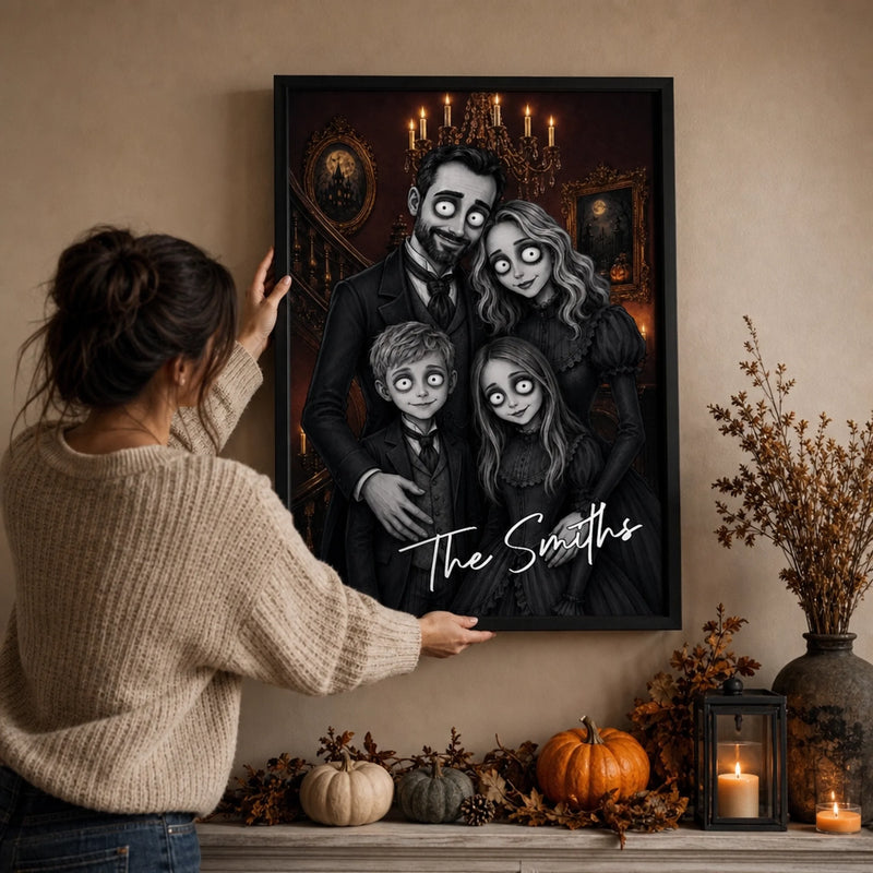 Custom Photo Vertical Poster - Personalized Halloween Decor Birthday Gifts For Mom, Dad, Brother, Sister - The Spooky Bunch