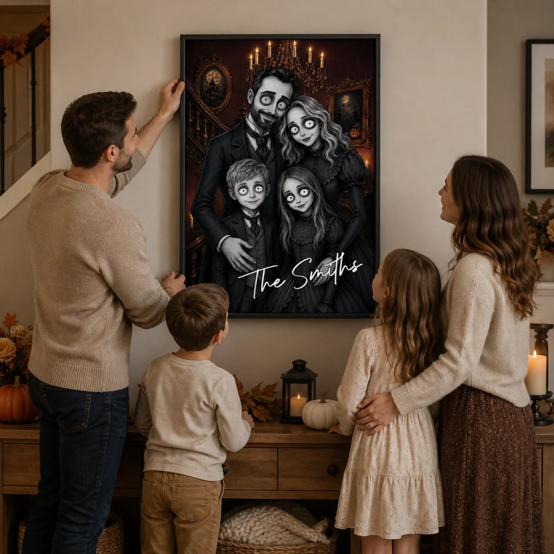 Custom Photo Vertical Poster - Personalized Halloween Decor Birthday Gifts For Mom, Dad, Brother, Sister - The Spooky Bunch