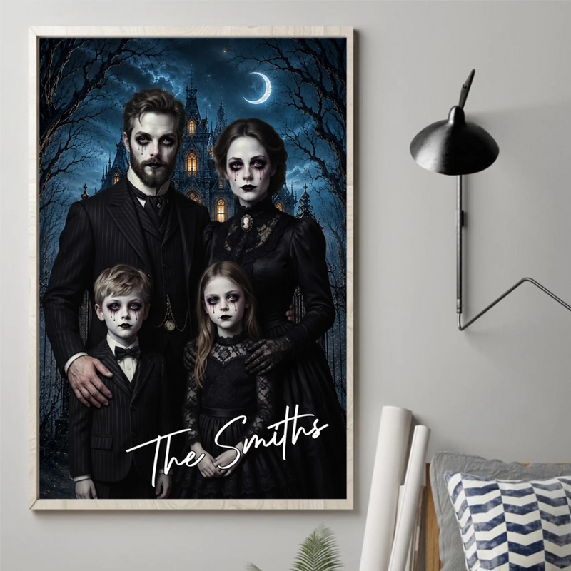 Custom Photo Haunted Victorian Gothic Vertical Poster - Personalized Halloween Decor Birthday Gifts For Mom, Dad, Brother, Sister - Spooky Together, Better Forever