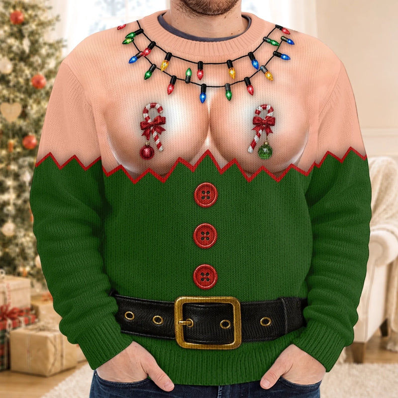 Custom Funny Ugly Sweatshirt - Personalized Christmas Birthday Gifts For Husband, Son, Grandson, Brother, Grandpa, Dad, Yourself - Check Out My Holiday Cheer