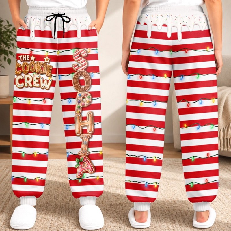 Custom Letter Unisex Sweatpants - Personalized Christmas Birthday Gifts For Mom, Dad, Brother, Sister - Sweetest Cookie Crew In Town