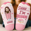 Custom Shh I'm Reading Crew Socks - Personalized Bookish Gifts For Book Lovers, Bookworms, Readers - Stay Bookish