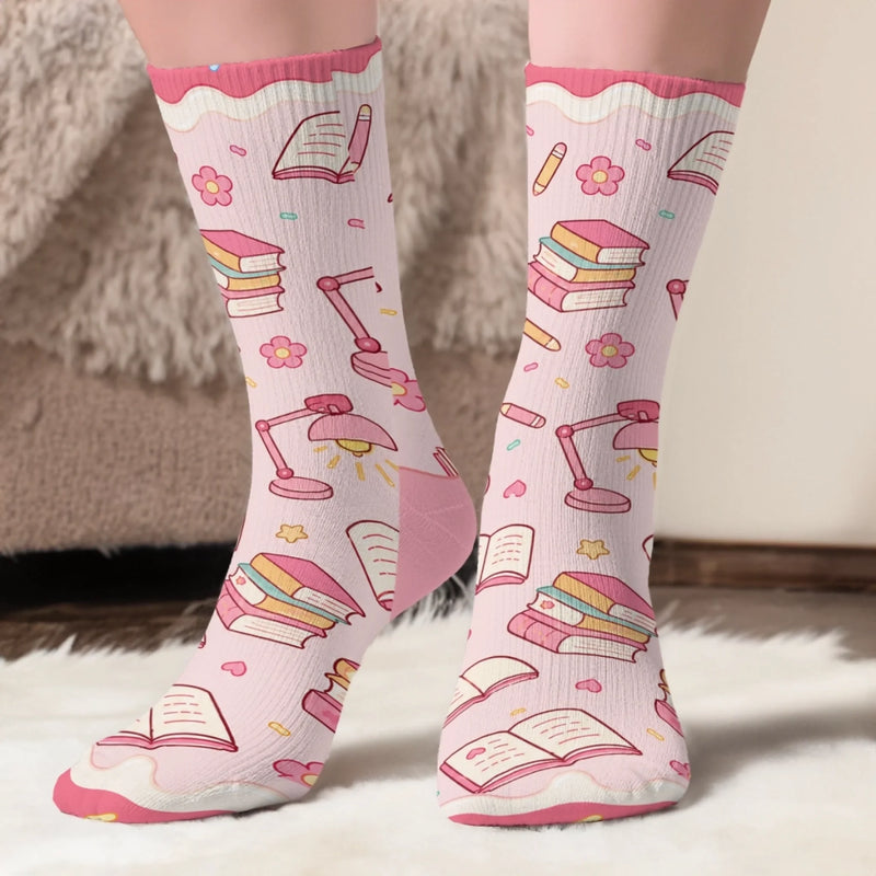 Custom Shh I'm Reading Crew Socks - Personalized Bookish Gifts For Book Lovers, Bookworms, Readers - Stay Bookish
