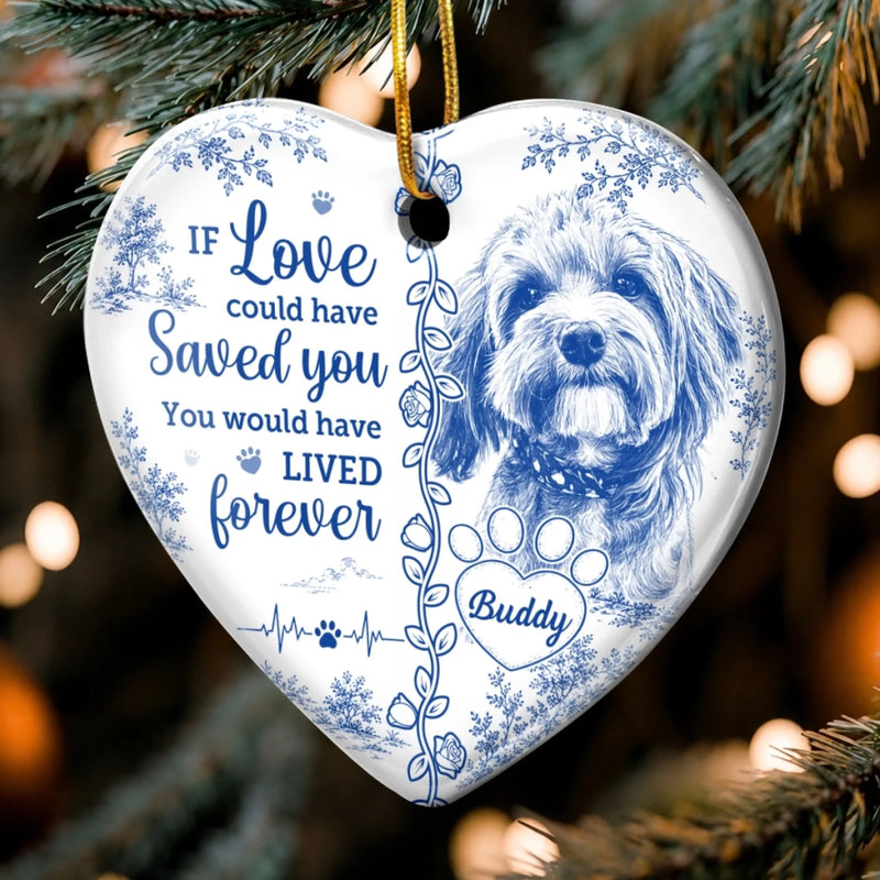 Custom Photo Ceramic Ornament - Personalized Pet Christmas Memorial Sympathy Gifts For Dogs, Cats - A Piece Of My Heart Went With You