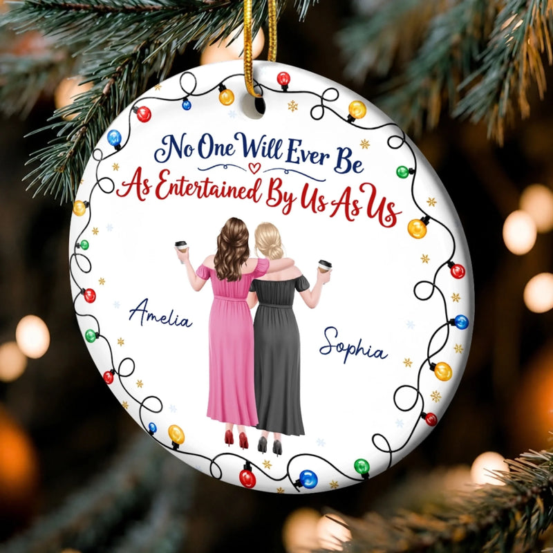 Custom Ceramic Ornament - Personalized Best Friend Christmas Birthday Gifts For Women, Besties, Sisters, BFF - Merry Times With Besties