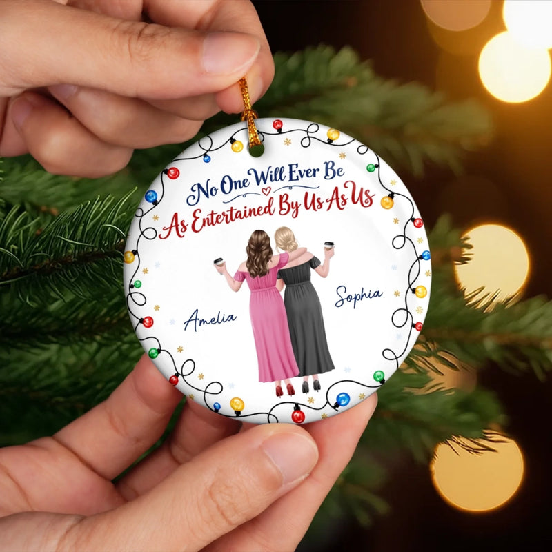 Custom Ceramic Ornament - Personalized Best Friend Christmas Birthday Gifts For Women, Besties, Sisters, BFF - Merry Times With Besties