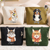Custom Photo Corduroy Tote Bag - Personalized Birthday Gifts For Dog Cat Lovers, Dog Dad And Mom, Cat Owners -  Fluffy Friend On Board