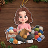 Custom Yarn Acrylic Ornament - Personalized Christmas Birthday Gifts For Crochet Knitting Lovers, Crocheters, Knitters - Just A Girl Who Crochets