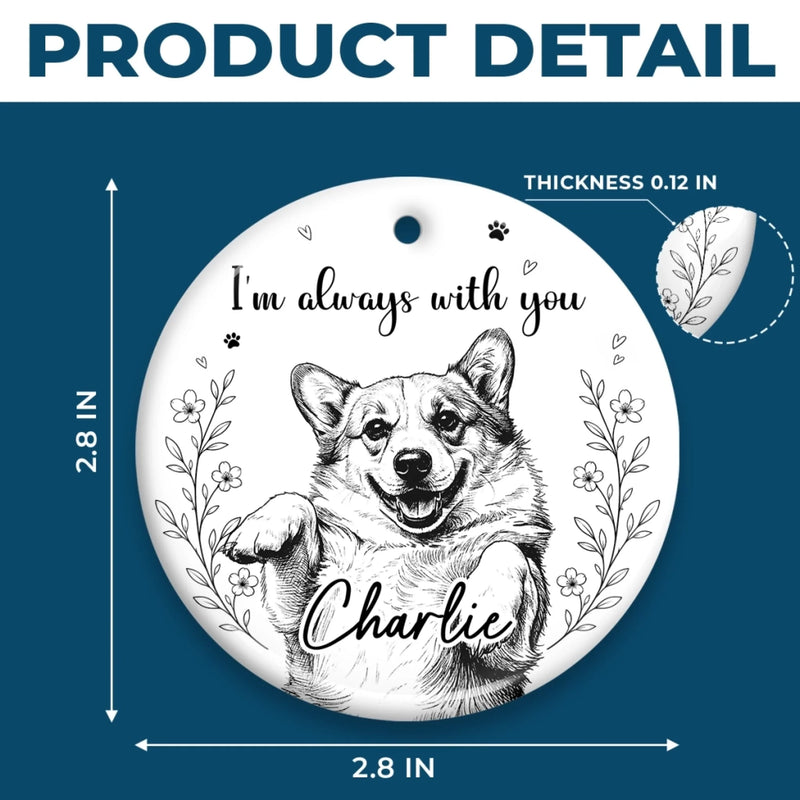 Custom Photo Ceramic Ornament - Personalized Pet Christmas Memorial Sympathy Gifts For Dogs, Cats - Forever Present In Heart