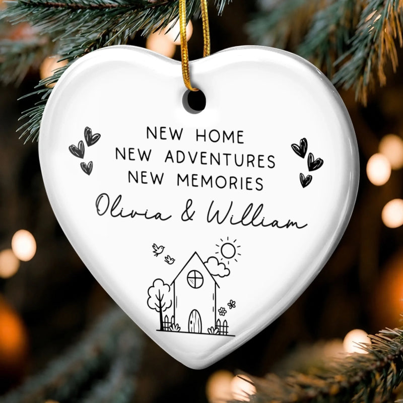 Custom New Home Ceramic Ornament - Personalized Anniversary Christmas Wedding Gifts For Husband And Wife, Him And Her - New Keys, New Memories