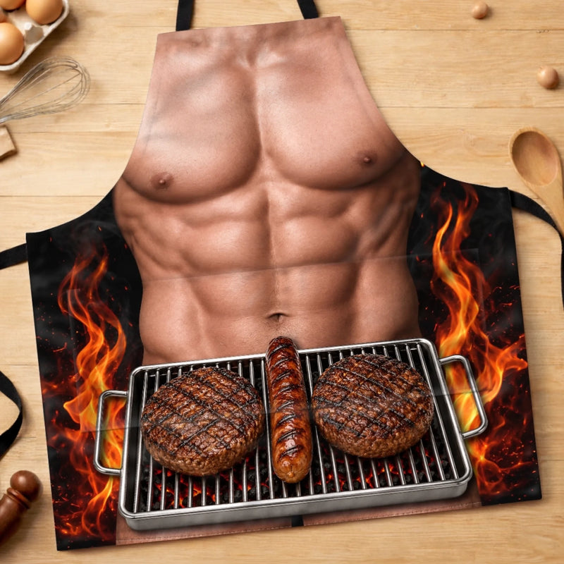 Custom Funny Apron With Pocket - Personalized Grilling Gifts For BBQ Lovers, Husband, Son, Grandson, Brother, Grandpa, Dad, Yourself - Born To Grill Hot Food