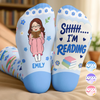 Custom Shh I'm Reading Crew Socks - Personalized Bookish Gifts For Book Lovers, Bookworms, Readers - Quietly Obsessed With Books