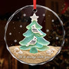 Custom Sea Glass Circle Glass Ornament - Personalized Christmas Memorial Sympathy Gifts For Loss Of Mom, Dad - You Left Love Behind