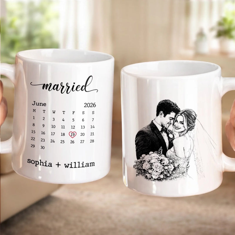 Custom Photo Mug - Personalized Anniversary Wedding Gifts For Husband And Wife, Him And Her - Together Is Our Favorite Place