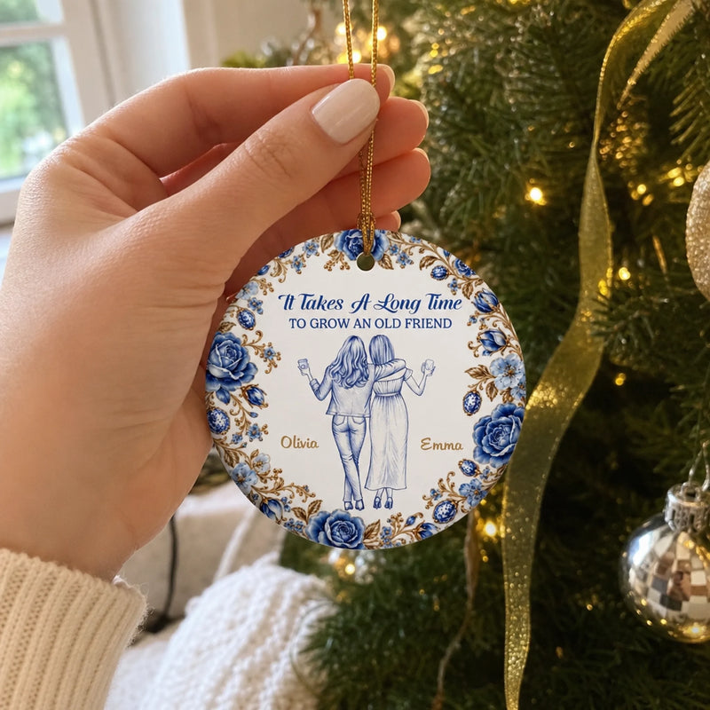 Custom Ceramic Ornament - Personalized Best Friend Christmas Birthday Gifts For Women, Besties, Sisters, BFF - Friends Are For Life