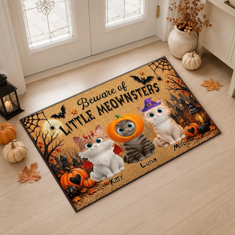 Custom Home Decor Decorative Mat - Personalized Halloween Decor Birthday Gifts For Cat Lovers, Cat Mom And Dad - Spooky Paws Club