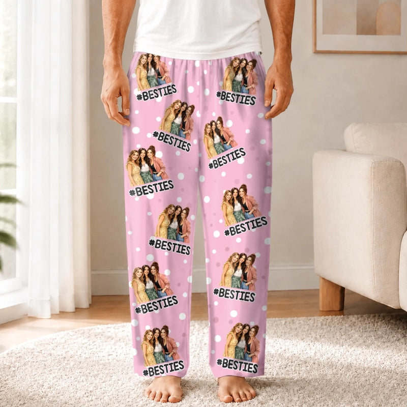 Custom Photo Pajama Pants - Personalized Best Friend Christmas Birthday Gifts For Women, Besties, Sisters, BFF - Sisterhood In Cozy Pjs