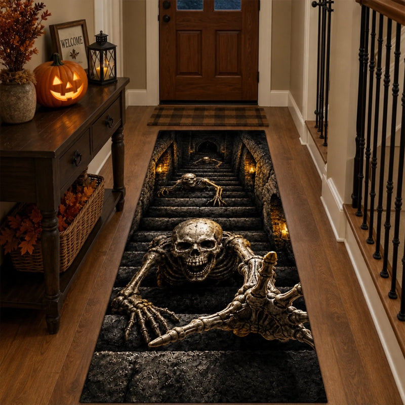 3D Skeleton Vortex Runner Rug - Halloween Decor Gifts For Mom, Dad, Brother, Sister - Spooky Season Is Calling