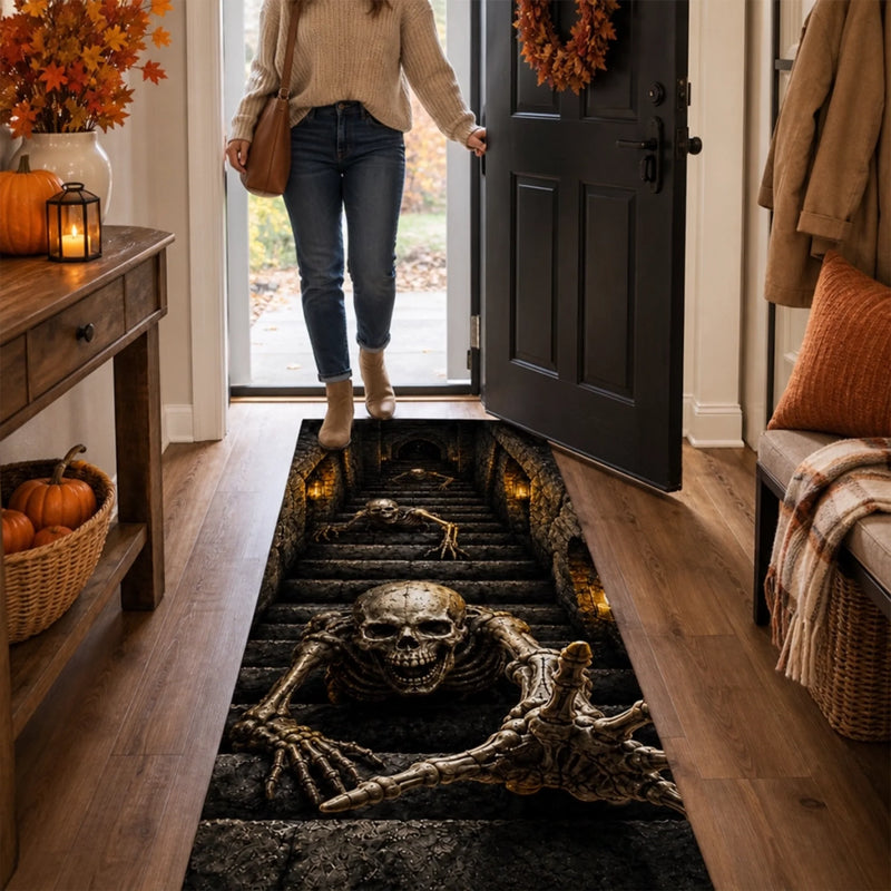 3D Skeleton Vortex Runner Rug - Halloween Decor Gifts For Mom, Dad, Brother, Sister - Spooky Season Is Calling