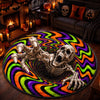 Custom 3D Skeleton Vortex Quilted Round Mat - Personalized Halloween Decor Birthday Gifts For Mom, Dad, Brother, Sister - Keep Calm And Get Spooky