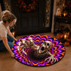 Custom 3D Skeleton Vortex Quilted Round Mat - Personalized Halloween Decor Birthday Gifts For Mom, Dad, Brother, Sister - A Little Spooky Never Hurts